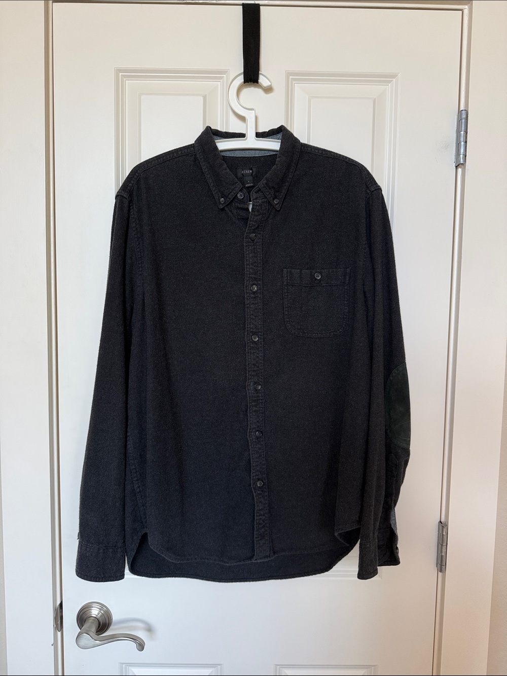 J. Crew Black Long-Sleeve Button-Down Shirt with Elbow Patches